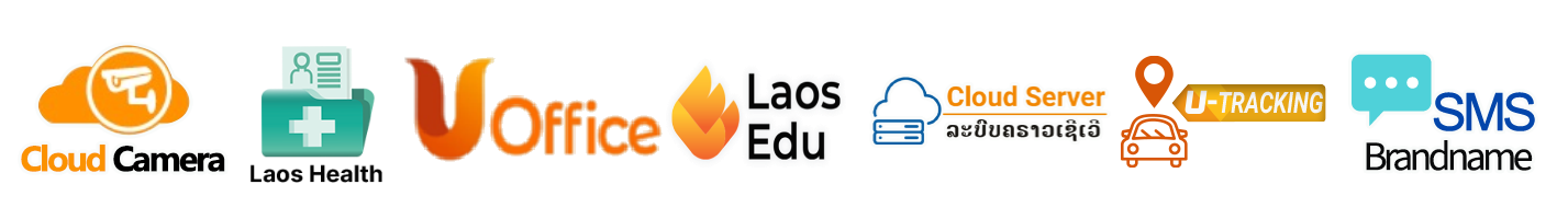 Unitel IT solutions: Cloud Camera, Laos Health, U-Office, Laos Edu, Cloud Server, U-Tracking, SMS Brandname