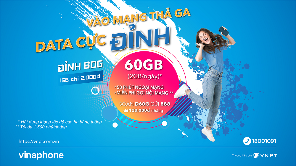 VinaPhone gói D60G - Data cực đỉnh